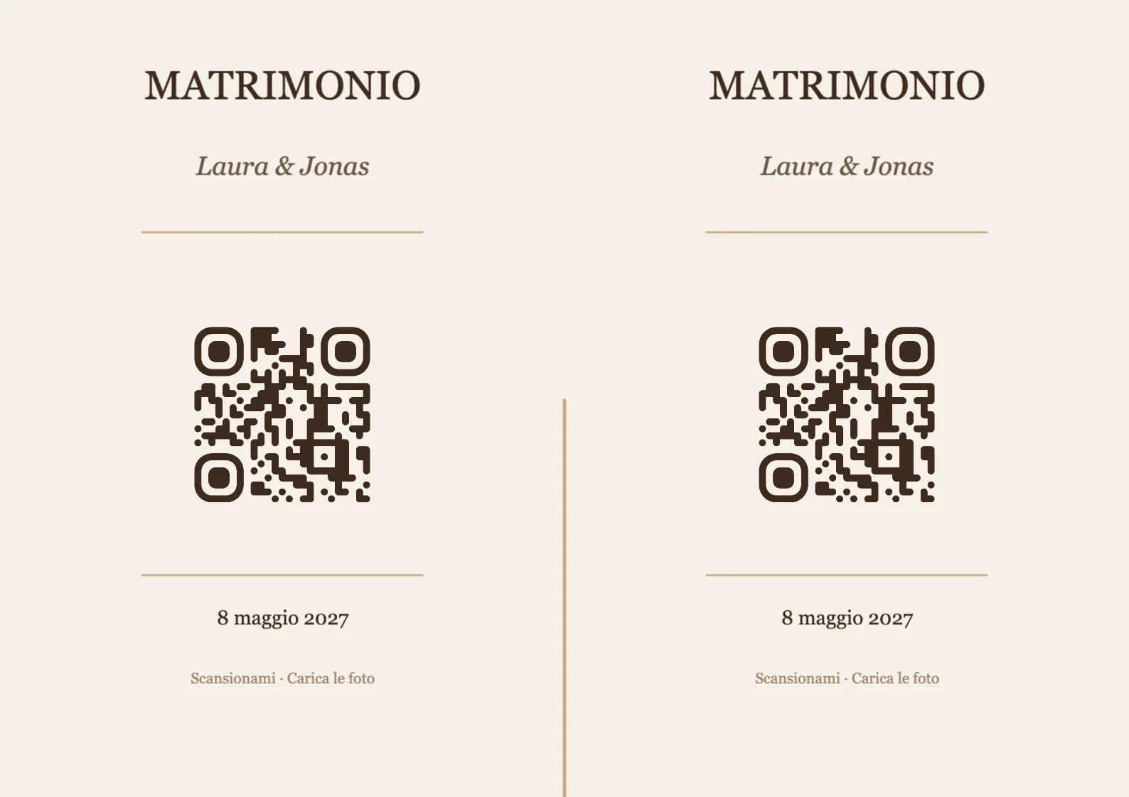 Modello di segnaposto con codice QR per matrimonio, Elegante A4 orizzontale da piegare