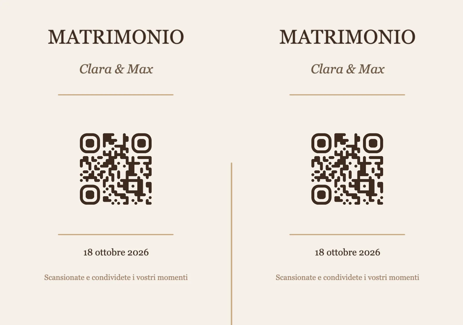 Modello di segnaposto con codice QR per matrimonio, Elegante A5 orizzontale da piegare