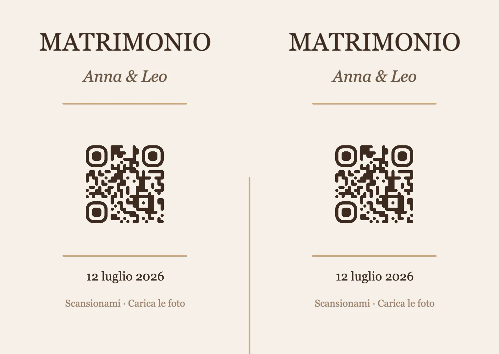 Modello di segnaposto con codice QR per matrimonio, Elegante A6 orizzontale da piegare