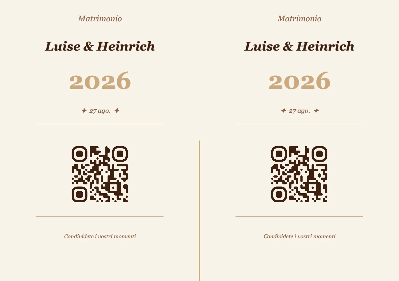 Modello di segnaposto con codice QR per matrimonio, Vintage A5 orizzontale da piegare
