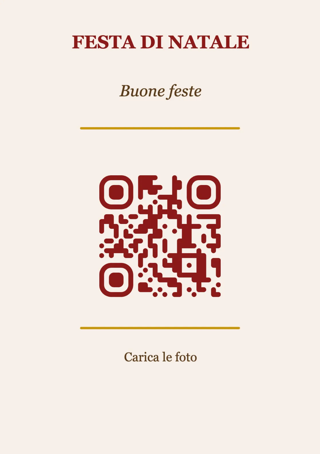 Modello di segnaposto con codice QR per Natale, Classico A7 verticale