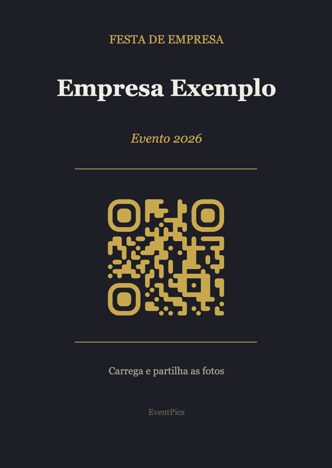 Modelo de expositor com código QR para festas de empresa, Moderno A6 vertical