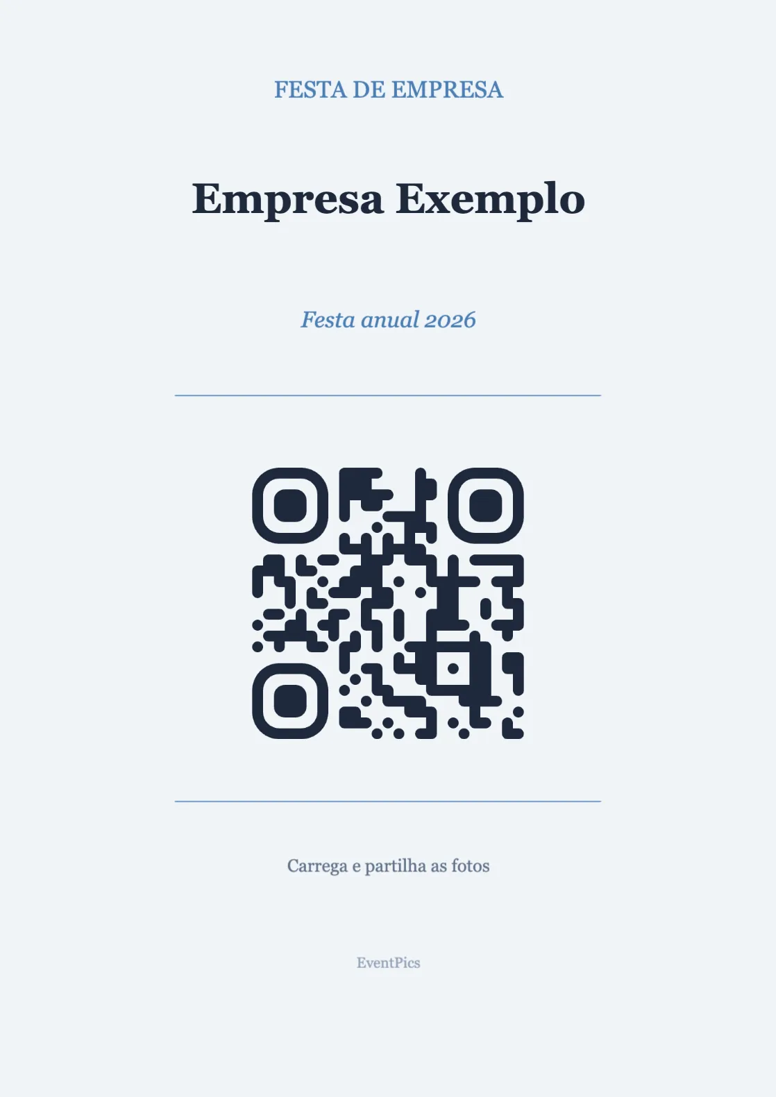 Modelo de expositor com código QR para festas de empresa, Profissional A4 vertical