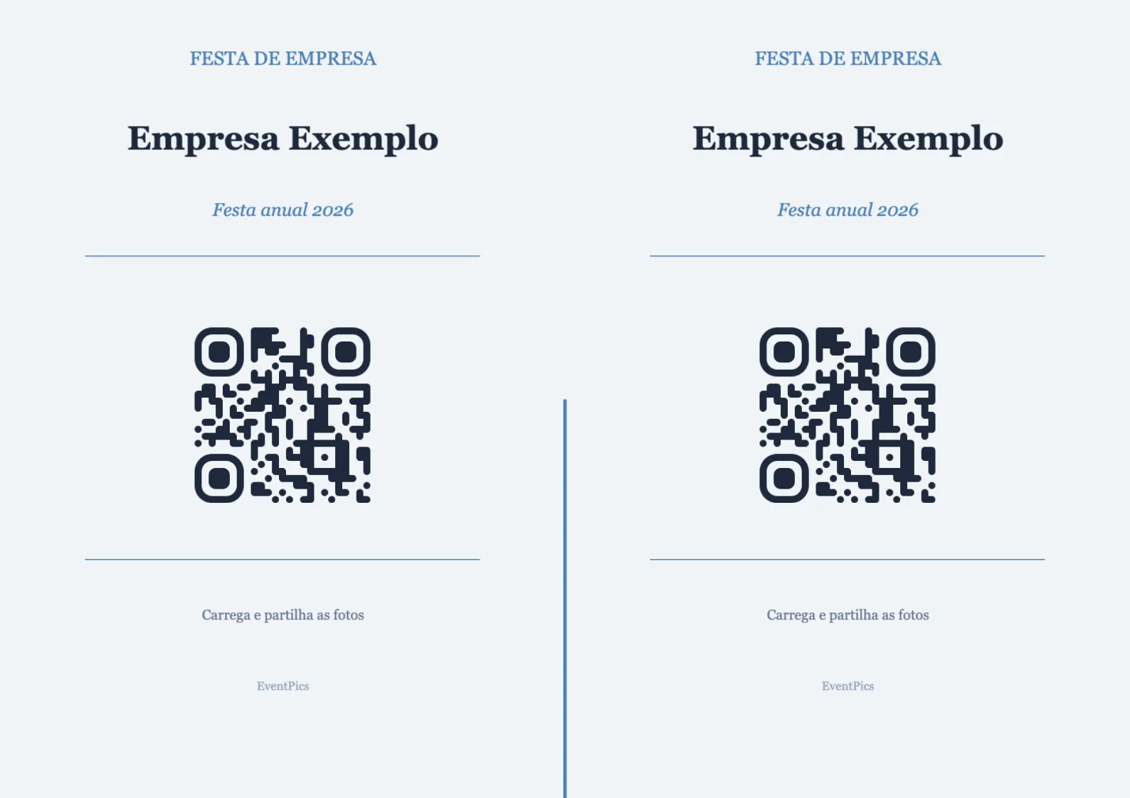 Modelo de expositor com código QR para festas de empresa, Profissional A4 horizontal para dobrar