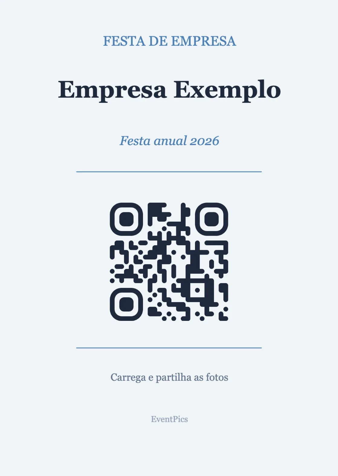 Modelo de expositor com código QR para festas de empresa, Profissional A6 vertical