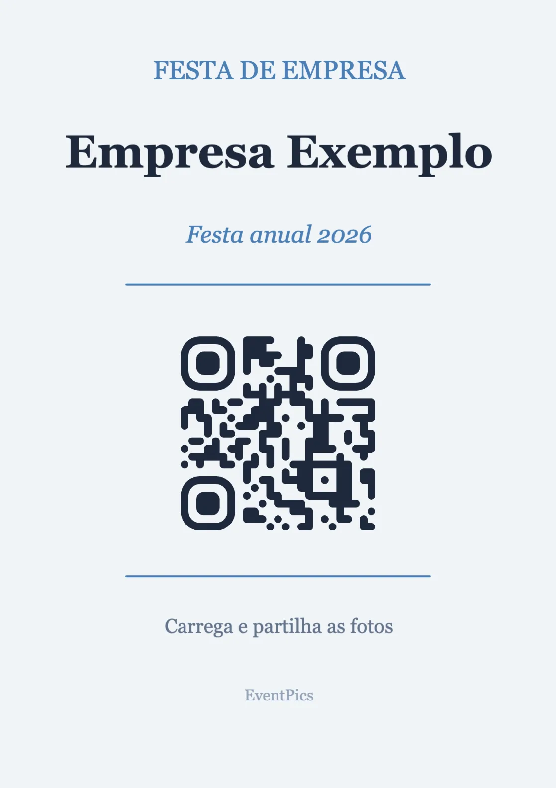 Modelo de expositor com código QR para festas de empresa, Profissional A7 vertical