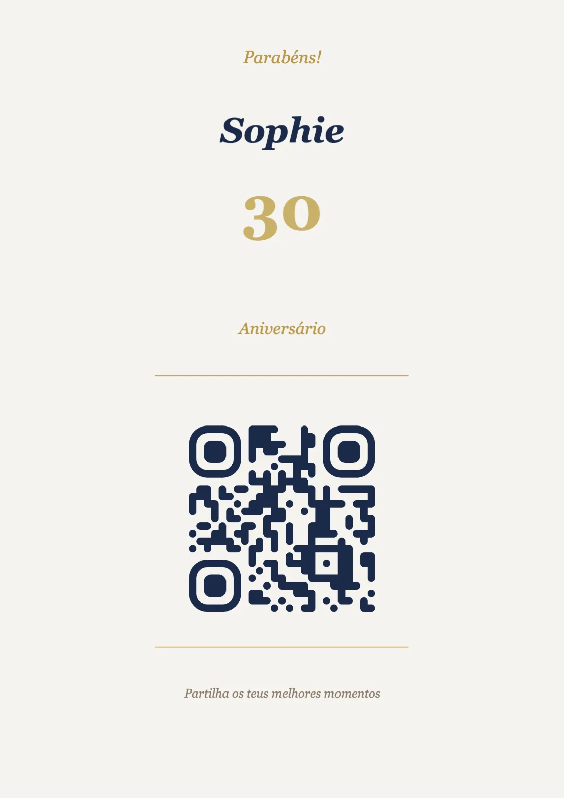 Modelo de expositor com código QR para aniversário, Elegante A4 vertical