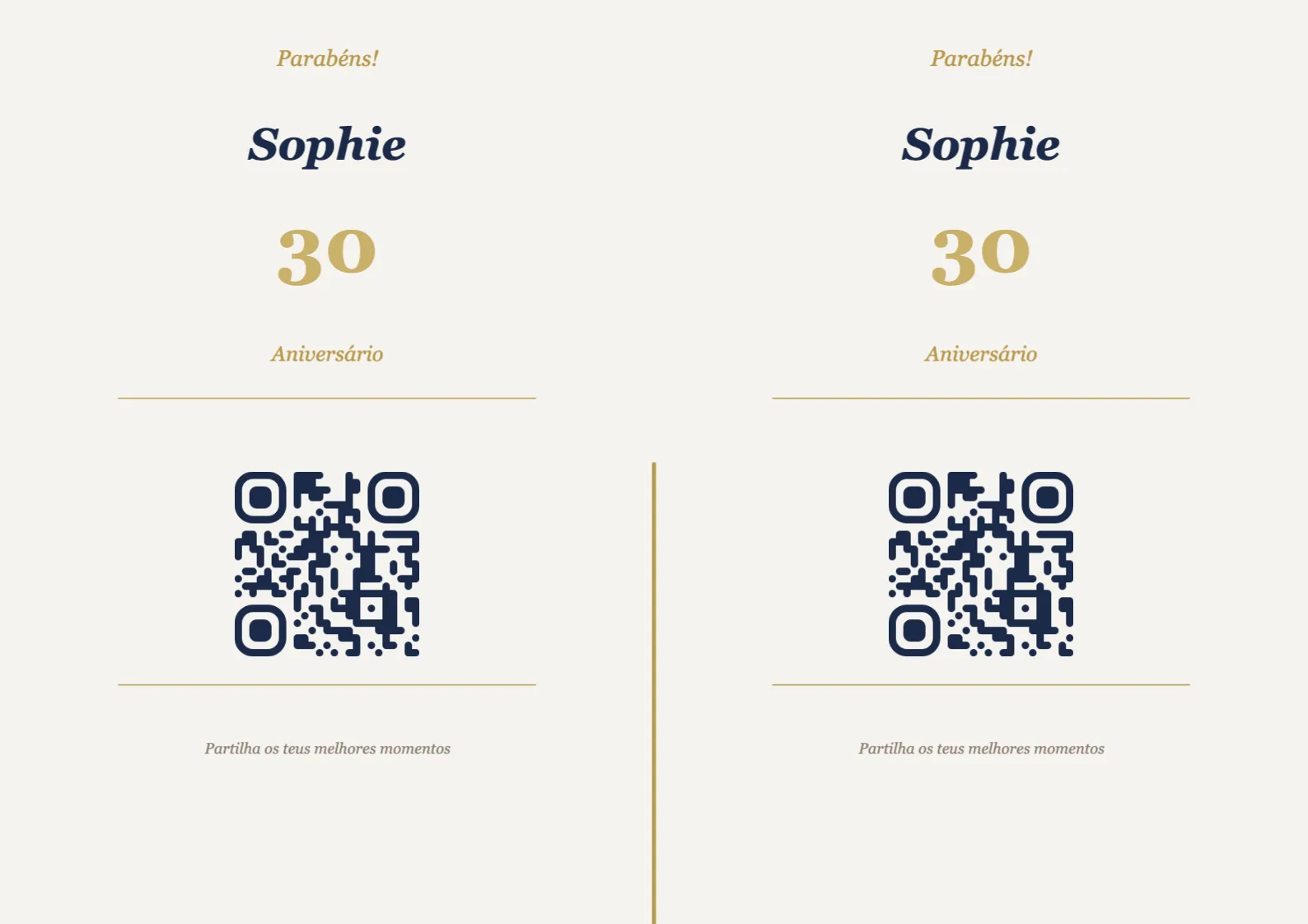 Modelo de expositor com código QR para aniversário, Elegante A4 horizontal para dobrar
