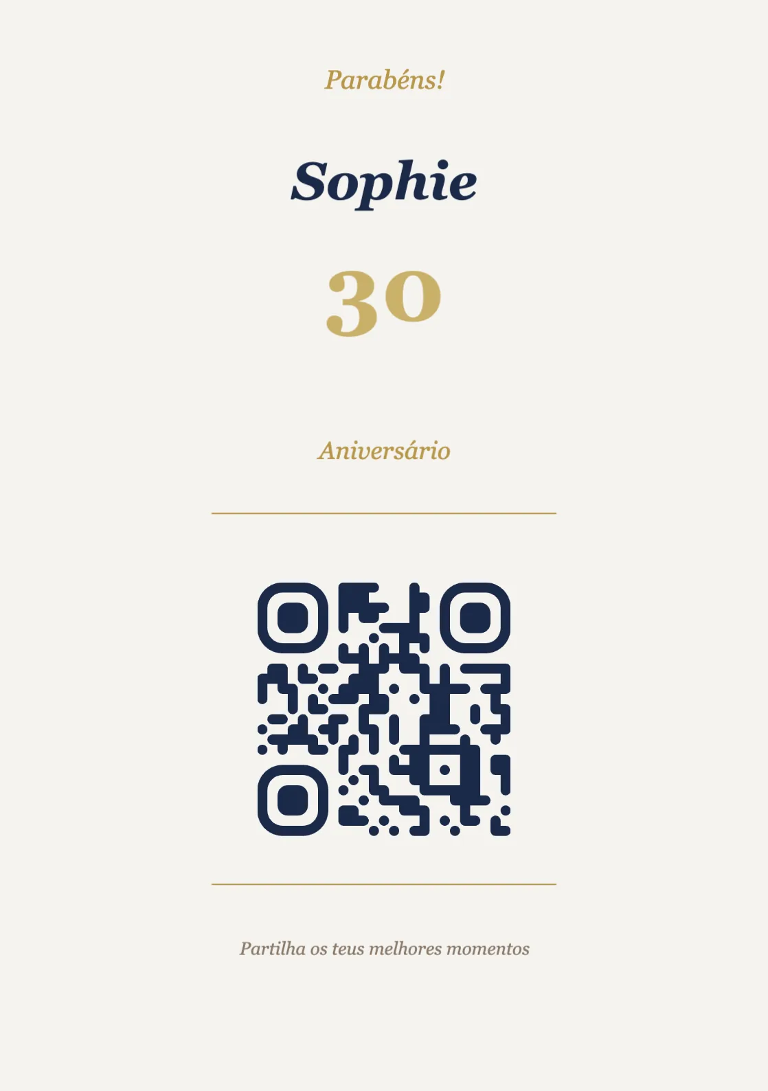 Modelo de expositor com código QR para aniversário, Elegante A5 vertical