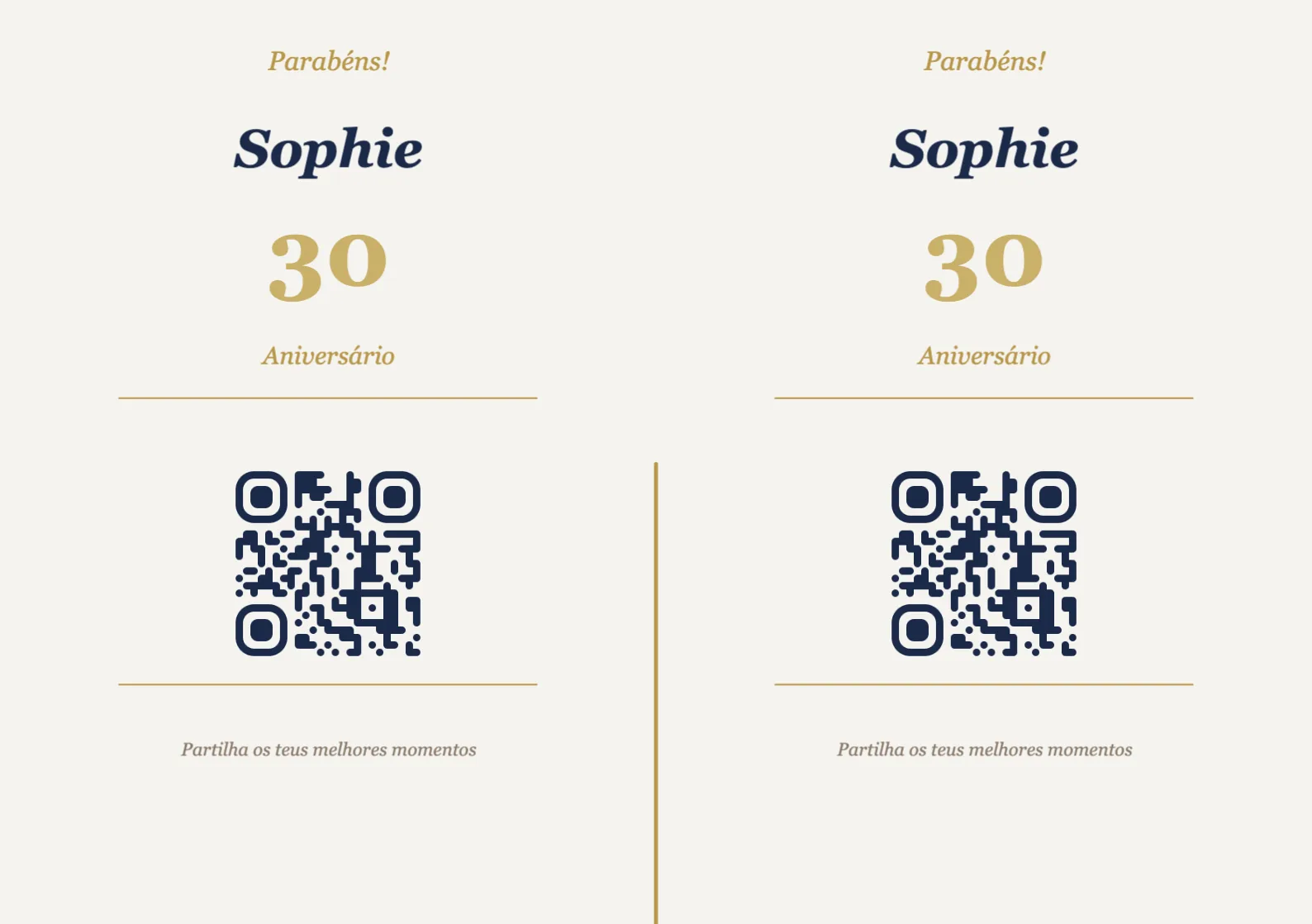 Modelo de expositor com código QR para aniversário, Elegante A5 horizontal para dobrar