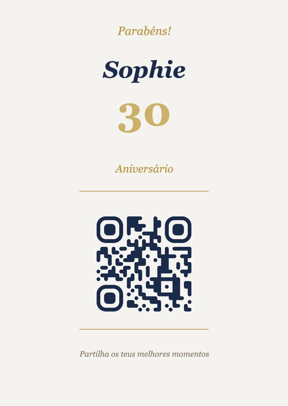 Modelo de expositor com código QR para aniversário, Elegante A6 vertical