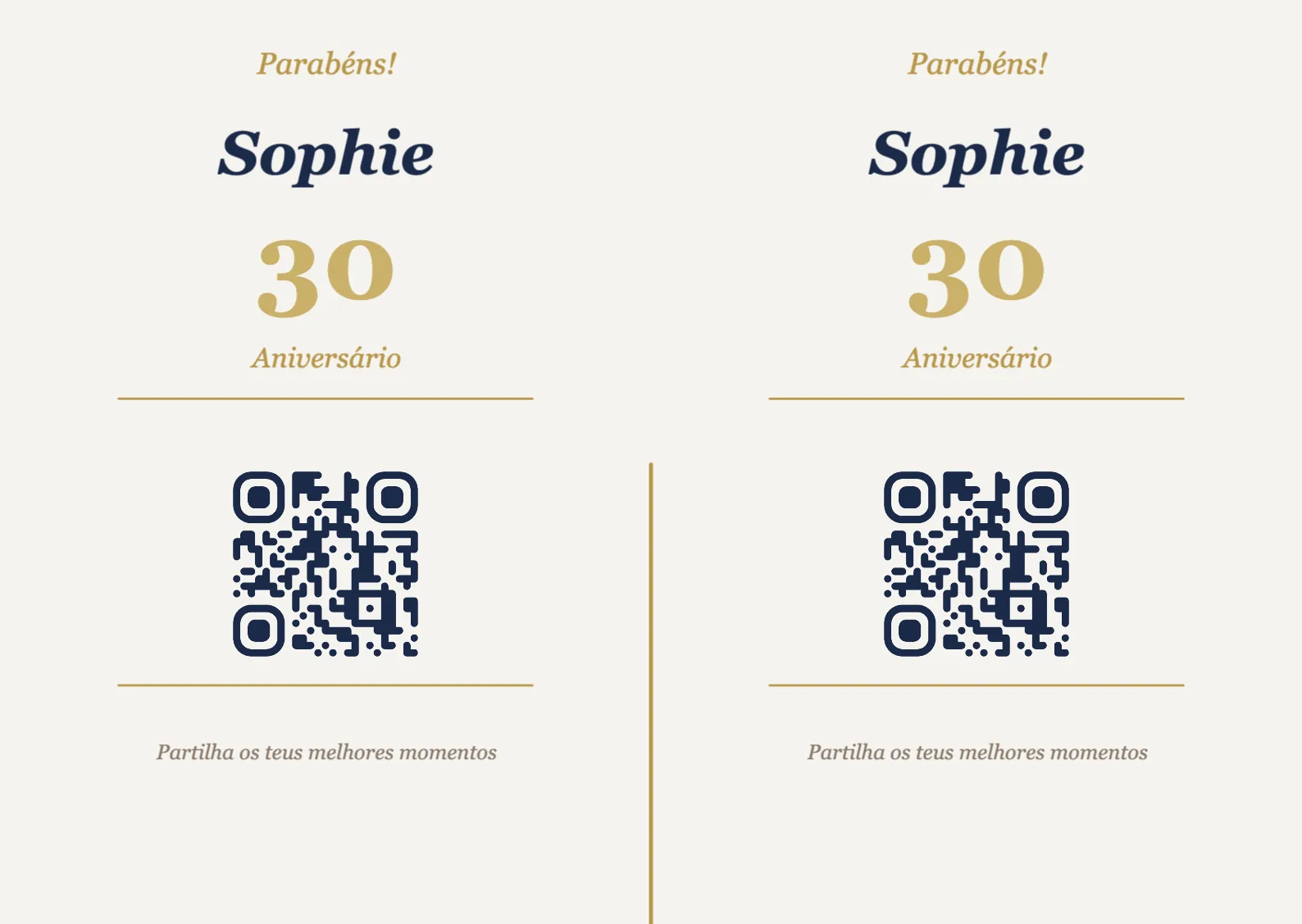 Modelo de expositor com código QR para aniversário, Elegante A6 horizontal para dobrar