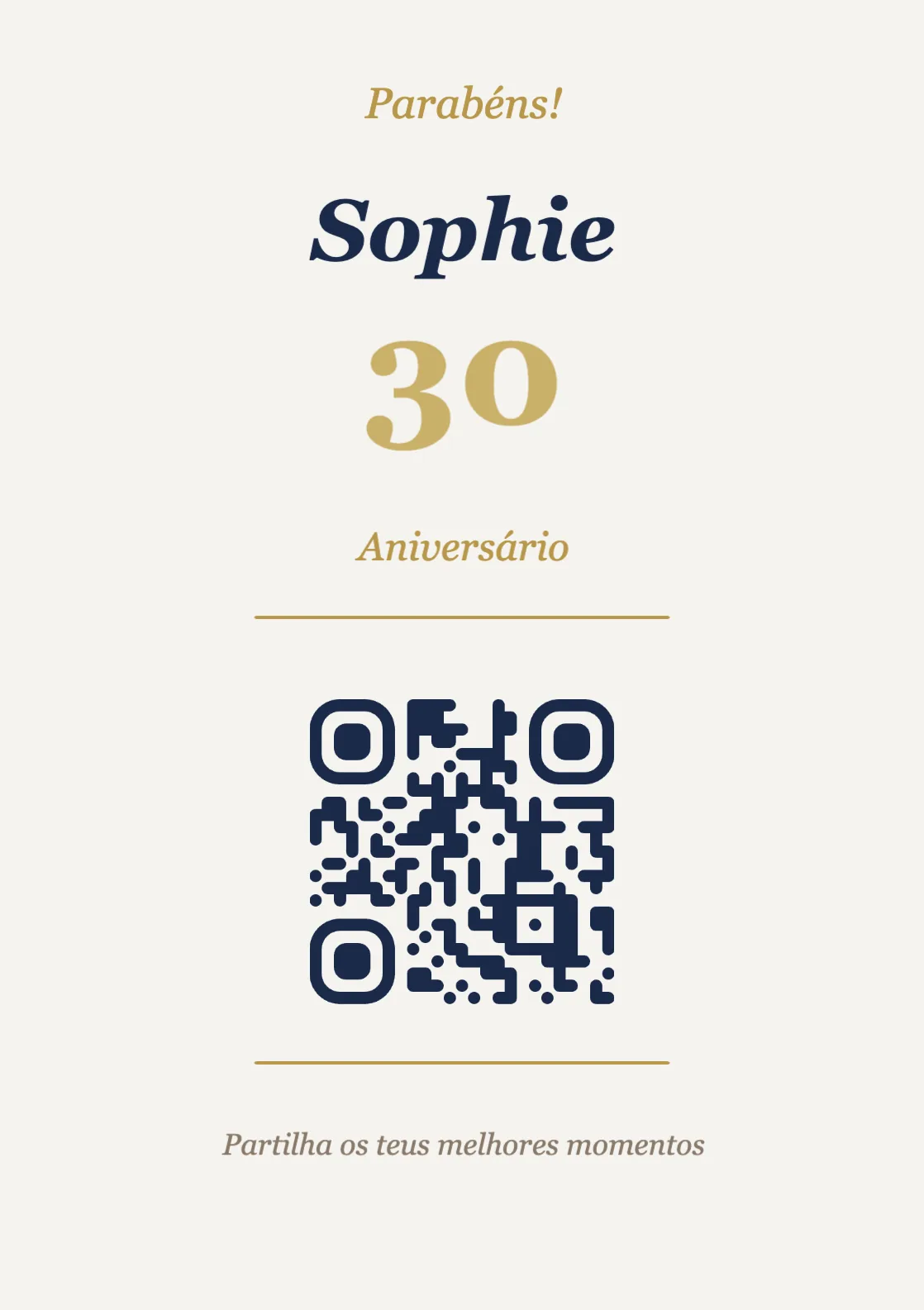 Modelo de expositor com código QR para aniversário, Elegante A7 vertical