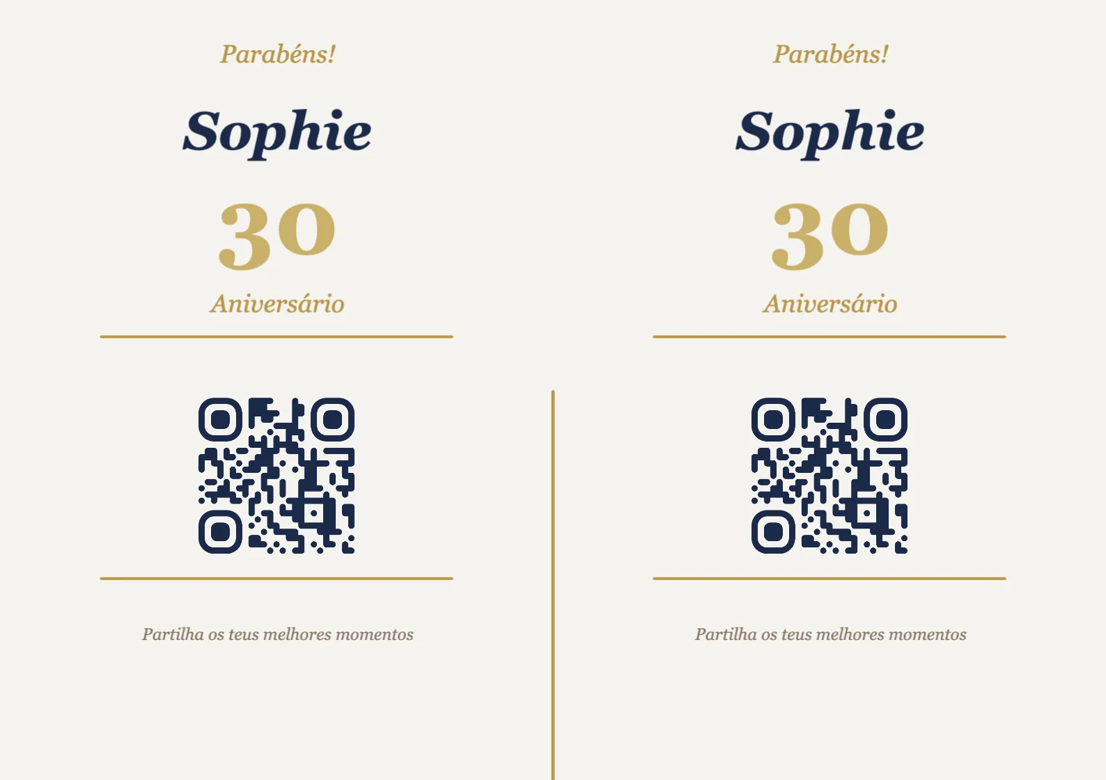 Modelo de expositor com código QR para aniversário, Elegante A7 horizontal para dobrar