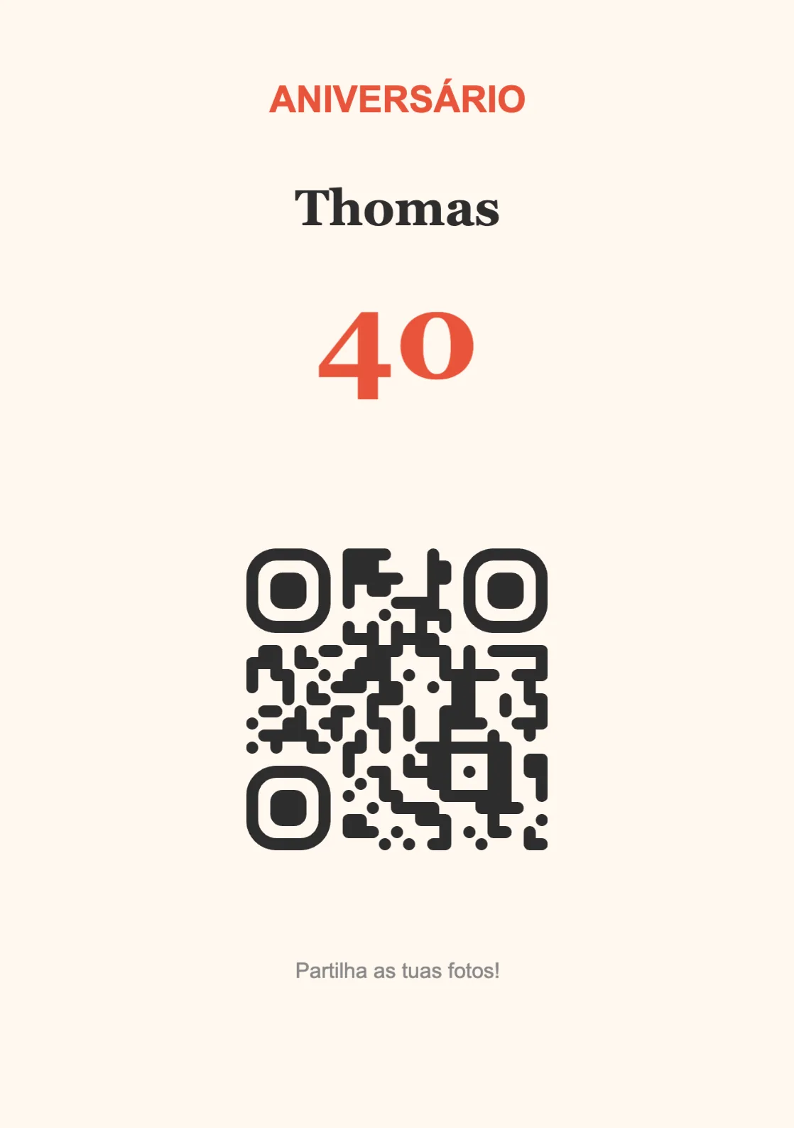 Modelo de expositor com código QR para aniversário, Festivo A5 vertical
