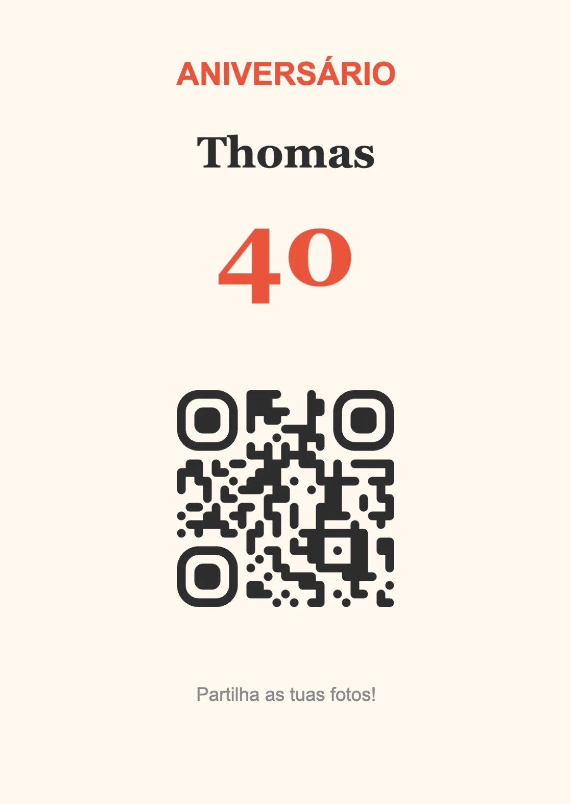 Modelo de expositor com código QR para aniversário, Festivo A6 vertical