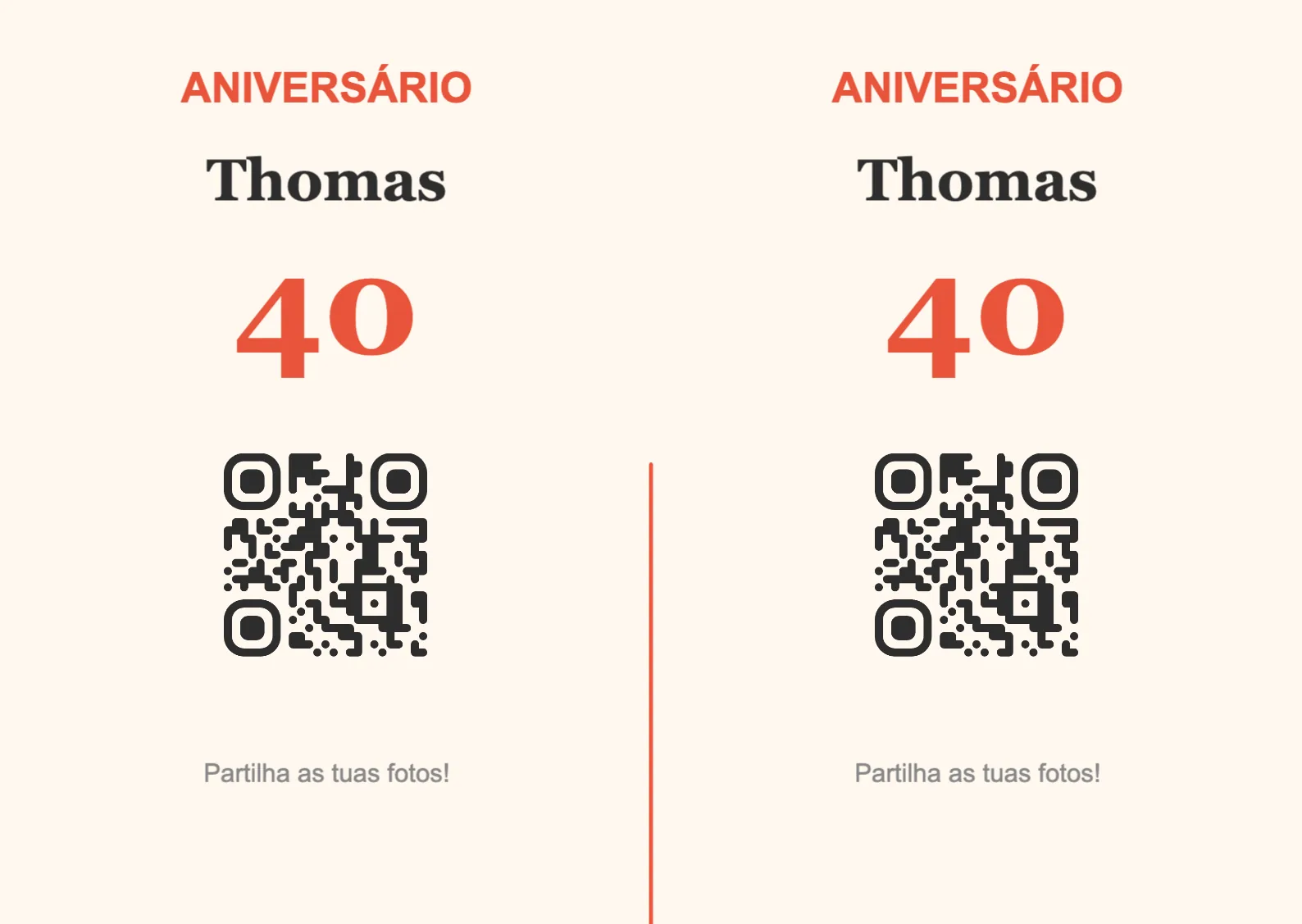 Modelo de expositor com código QR para aniversário, Festivo A6 horizontal para dobrar