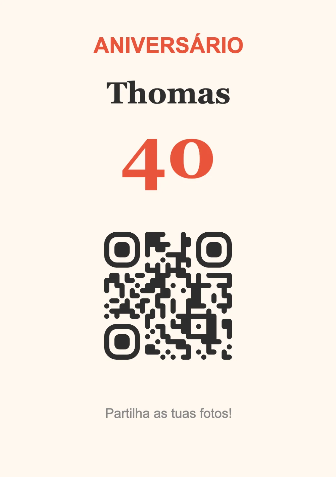 Modelo de expositor com código QR para aniversário, Festivo A7 vertical