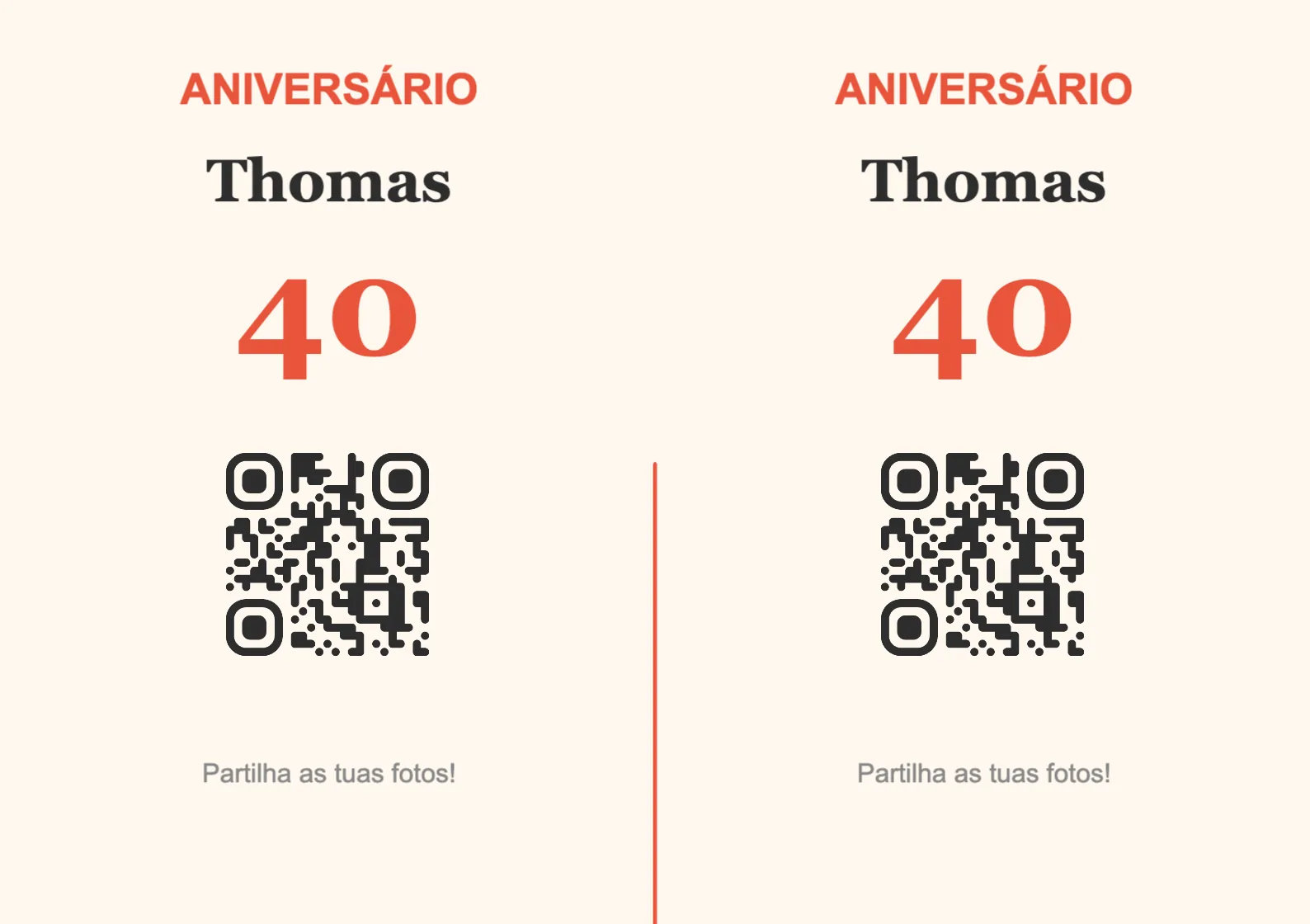 Modelo de expositor com código QR para aniversário, Festivo A7 horizontal para dobrar