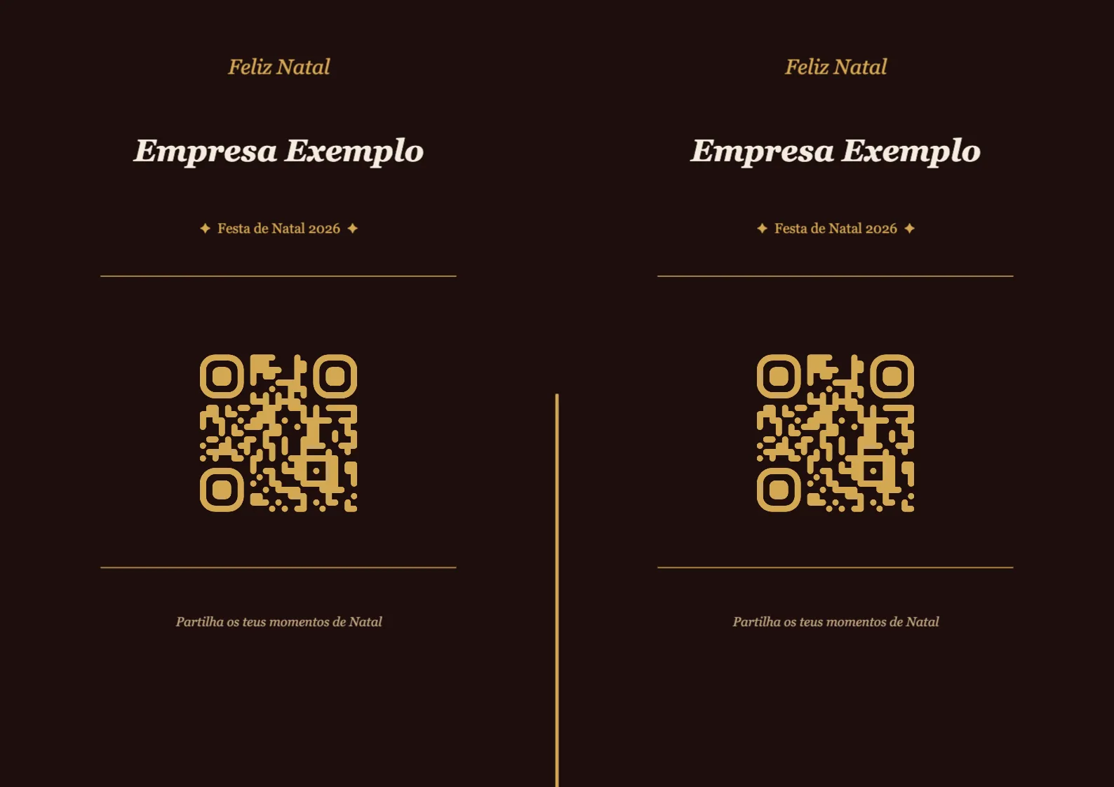 Modelo de cartão de mesa com código QR para Natal, Elegante A4 horizontal para dobrar