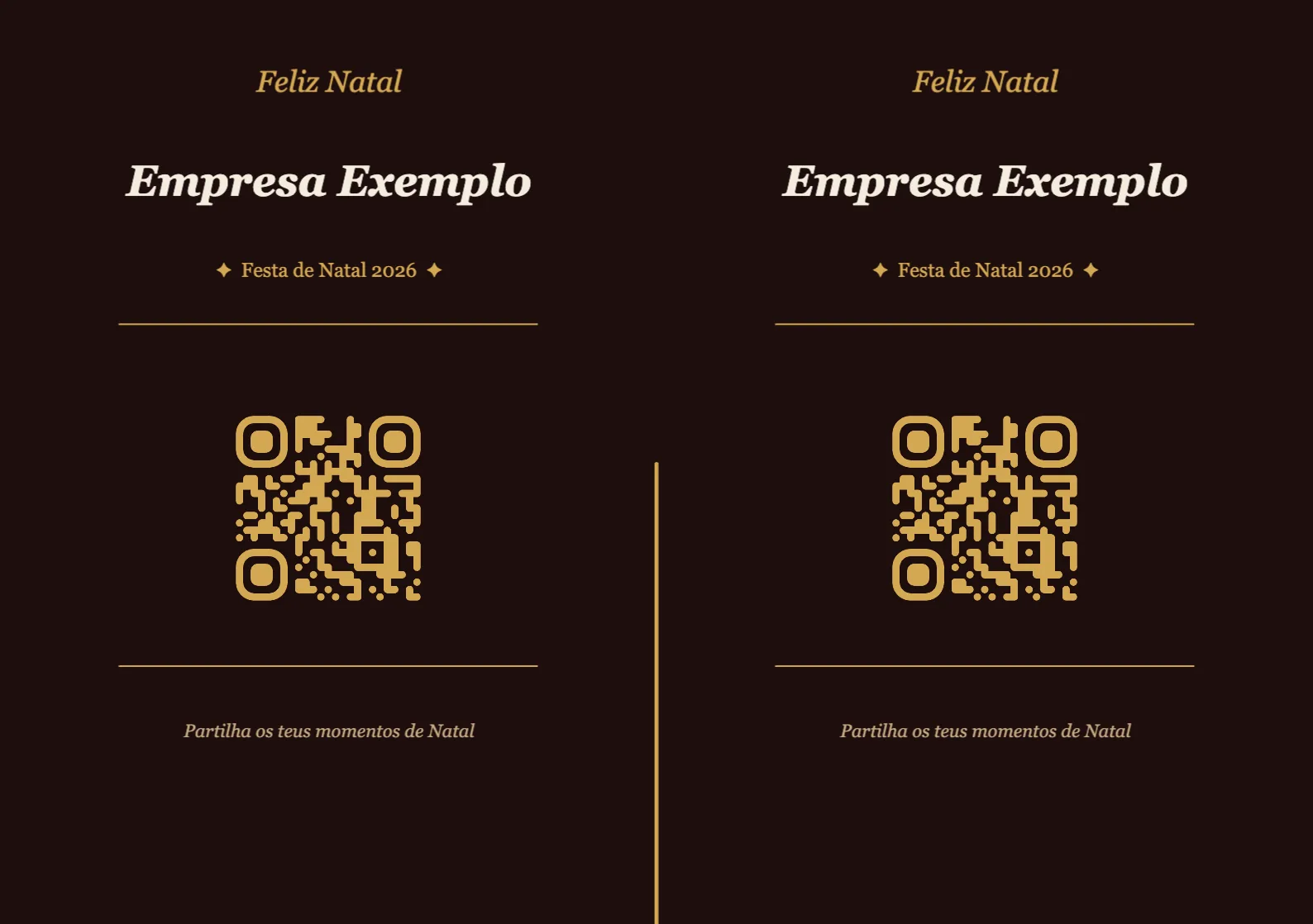 Modelo de cartão de mesa com código QR para Natal, Elegante A5 horizontal para dobrar