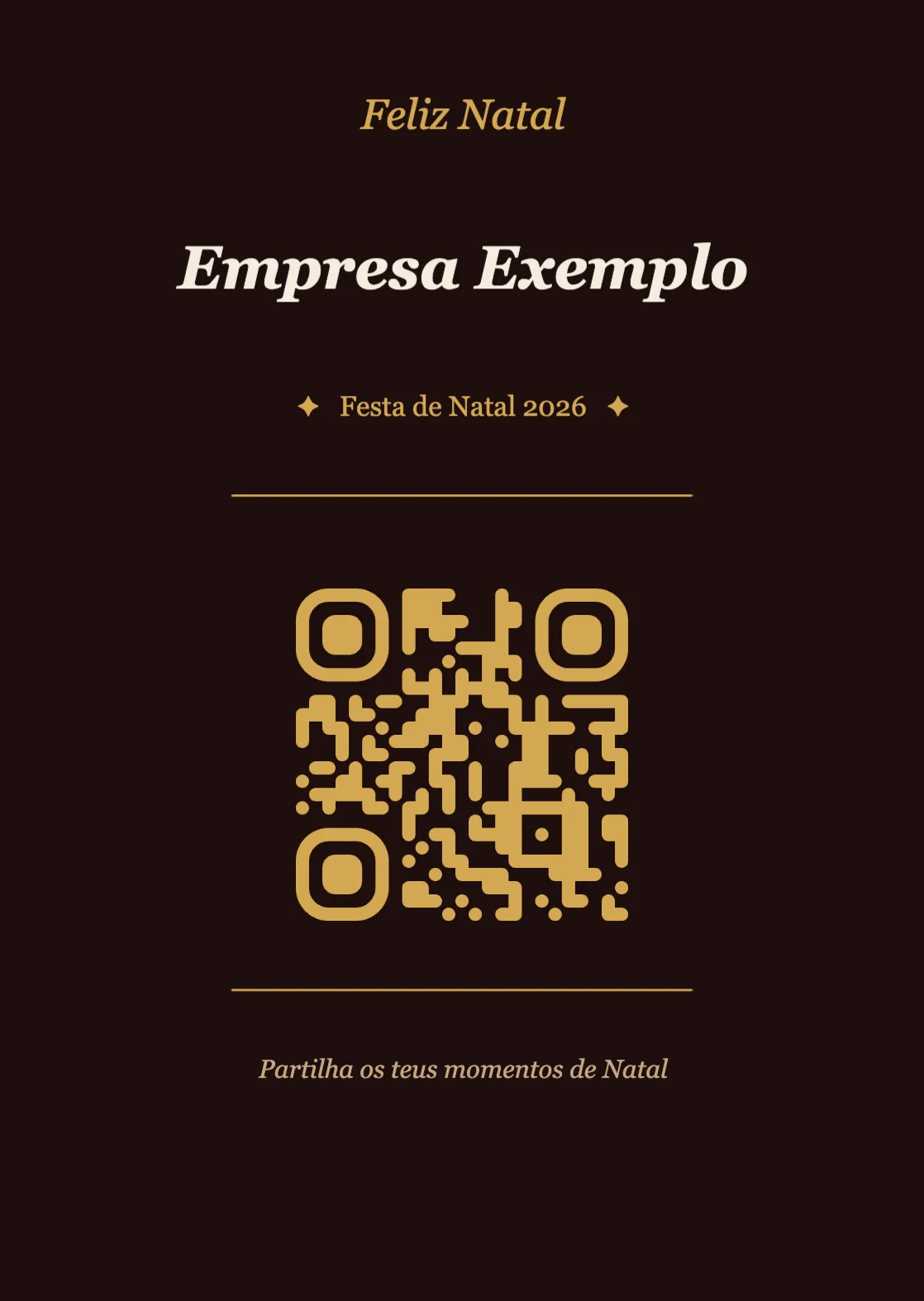 Modelo de cartão de mesa com código QR para Natal, Elegante A6 vertical