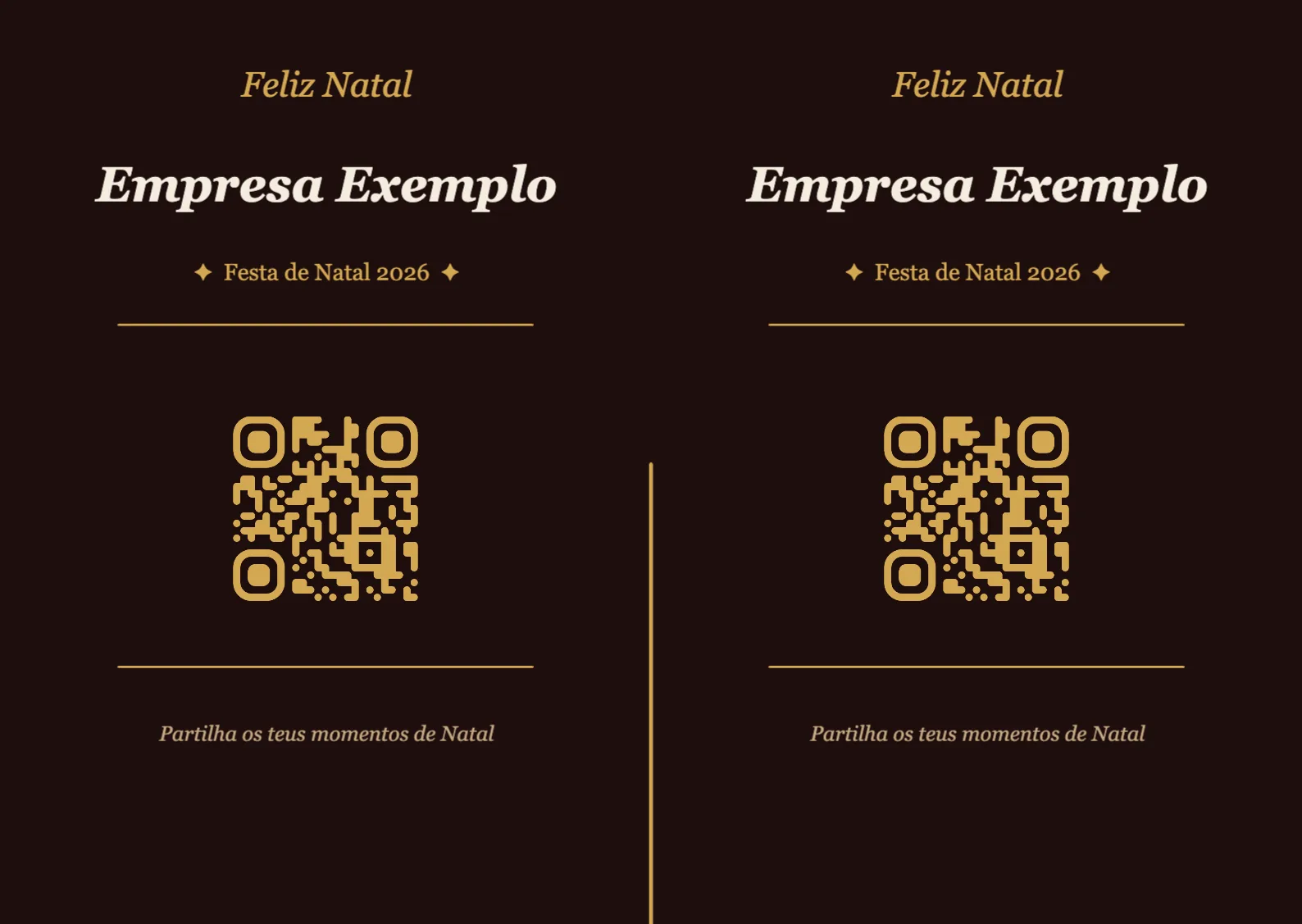 Modelo de cartão de mesa com código QR para Natal, Elegante A6 horizontal para dobrar