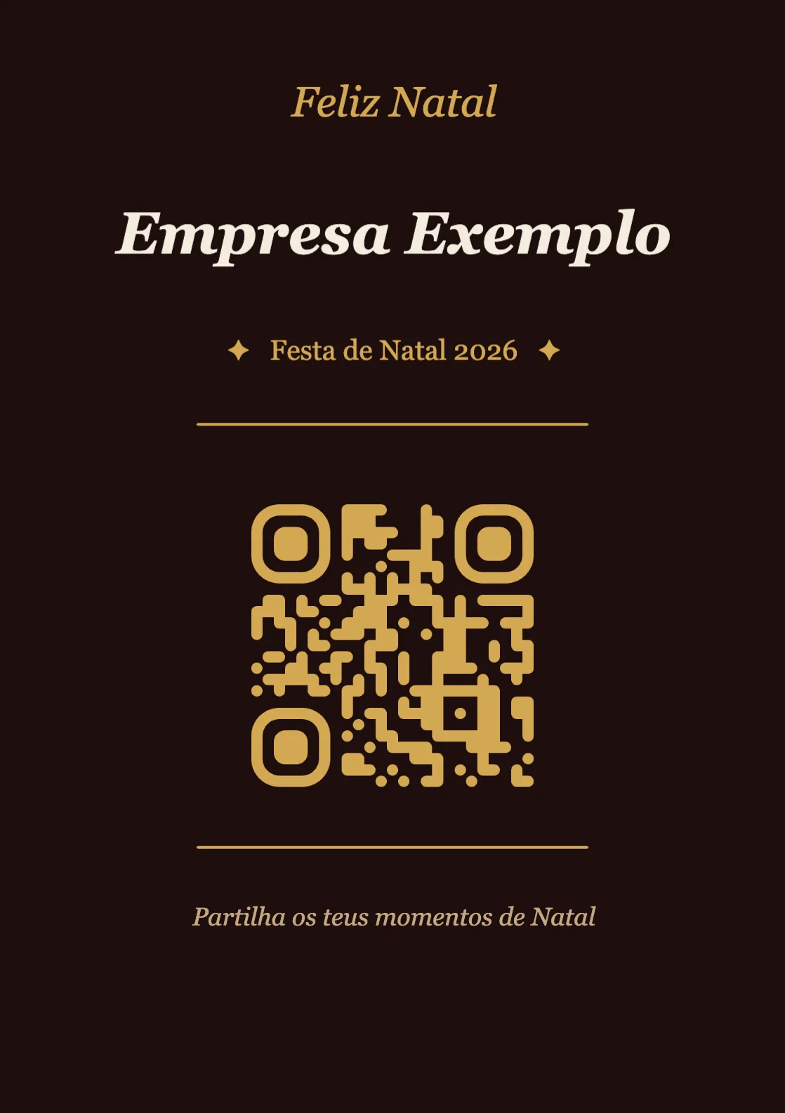 Modelo de cartão de mesa com código QR para Natal, Elegante A7 vertical