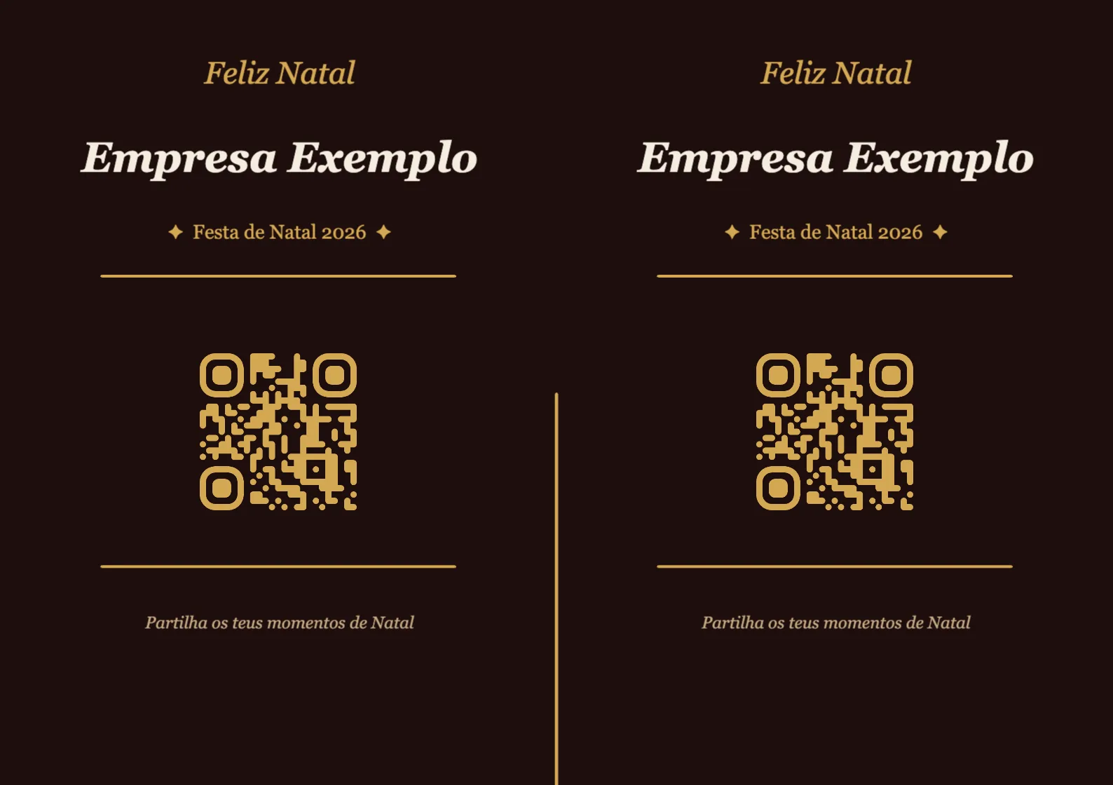 Modelo de cartão de mesa com código QR para Natal, Elegante A7 horizontal para dobrar