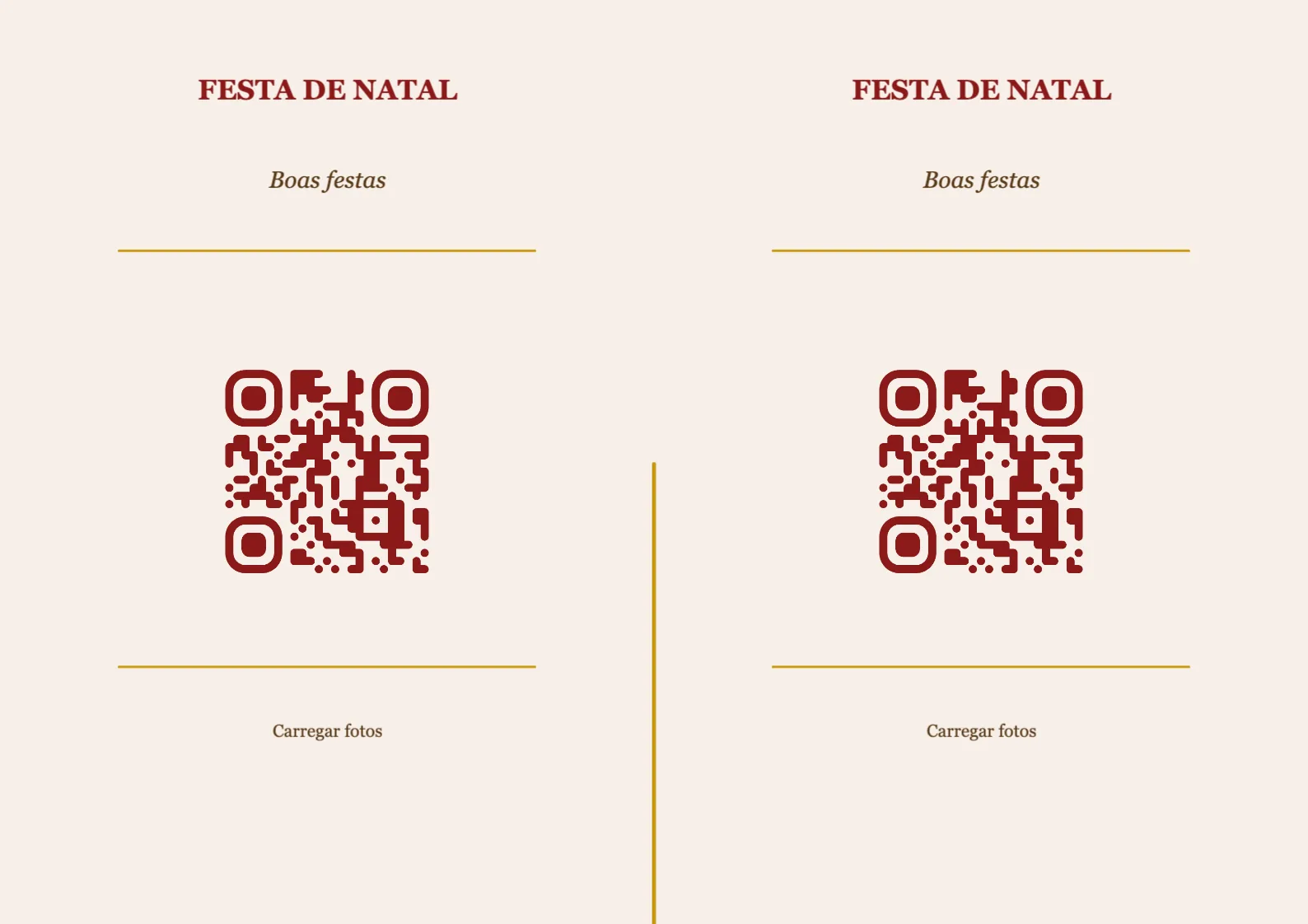 Modelo de cartão de mesa com código QR para Natal, Clássico A4 horizontal para dobrar