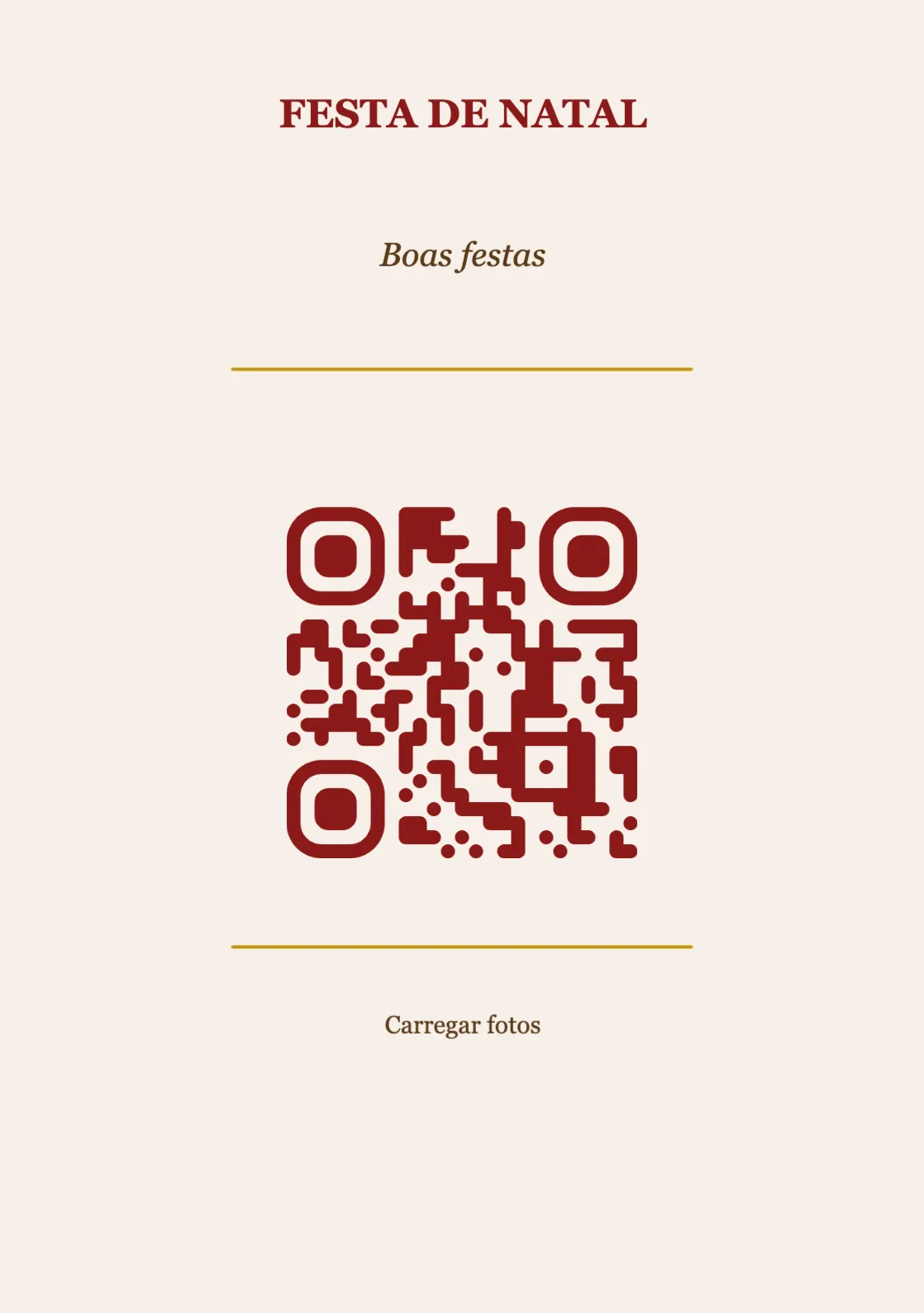 Modelo de cartão de mesa com código QR para Natal, Clássico A5 vertical