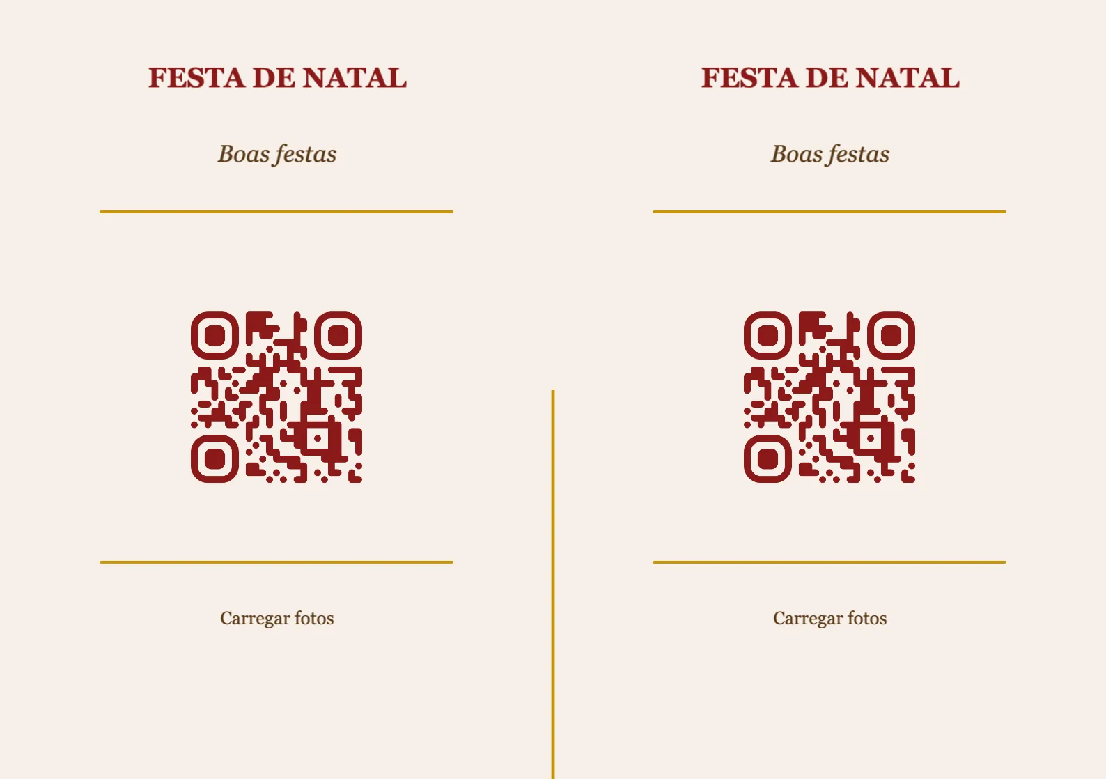 Modelo de cartão de mesa com código QR para Natal, Clássico A5 horizontal para dobrar