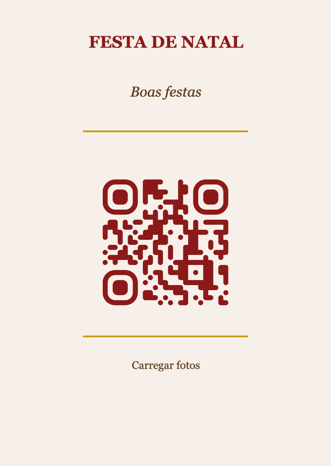 Modelo de cartão de mesa com código QR para Natal, Clássico A6 vertical