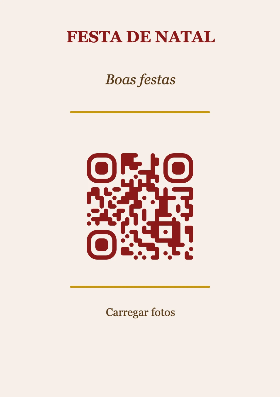 Modelo de cartão de mesa com código QR para Natal, Clássico A7 vertical