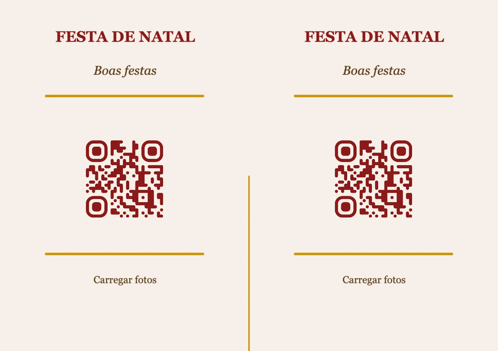 Modelo de cartão de mesa com código QR para Natal, Clássico A7 horizontal para dobrar